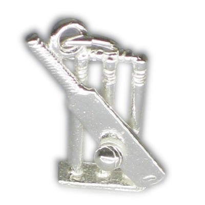 Cricketschläger Ball und Stümpfe Sterlingsilber Charm .925 Cricketing Charms