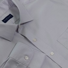 Proper Cloth Dress Shirt Men 17 32.5 Gray Glen Plaid Wrinkle Resistant Pocket