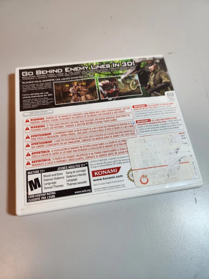 Metal Gear Solid 3D: Snake Eater (Nintendo 3DS, 2012) CIB Completo PROBADO Leer Foto 3 de 4