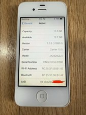 RARE iOS 7.0.6 APPLE iPhone 4s UNLOCKED 16GB White A1387 GSM
