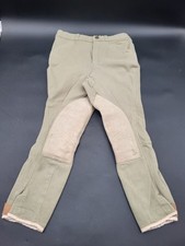 PYTCHLEY CHILD'S  ADJUSTABLE WAIST BREECHES Size 14 color Light Green / Tan