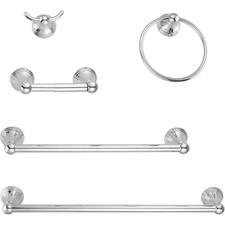 5-Piece Bath Hardware Set with 20 in Towel Bar, 15.35 in Towel Bar, Towel Ring,
