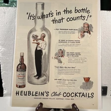 Vintage 1940s Heublein’s Club Cocktails Ad Manhattan Martini Retro Bar