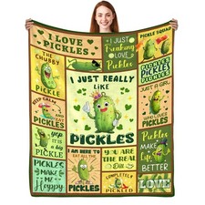 Pickle Gift Blanket, 50X60, Funny Soft Flannel, Pickle Themed Gifts, Women