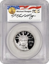 1998 W $50 Proof American Platinum Eagle 1/2 oz .9995 Reagan Series PCGS PR70 DC 2842.14 per troy oz