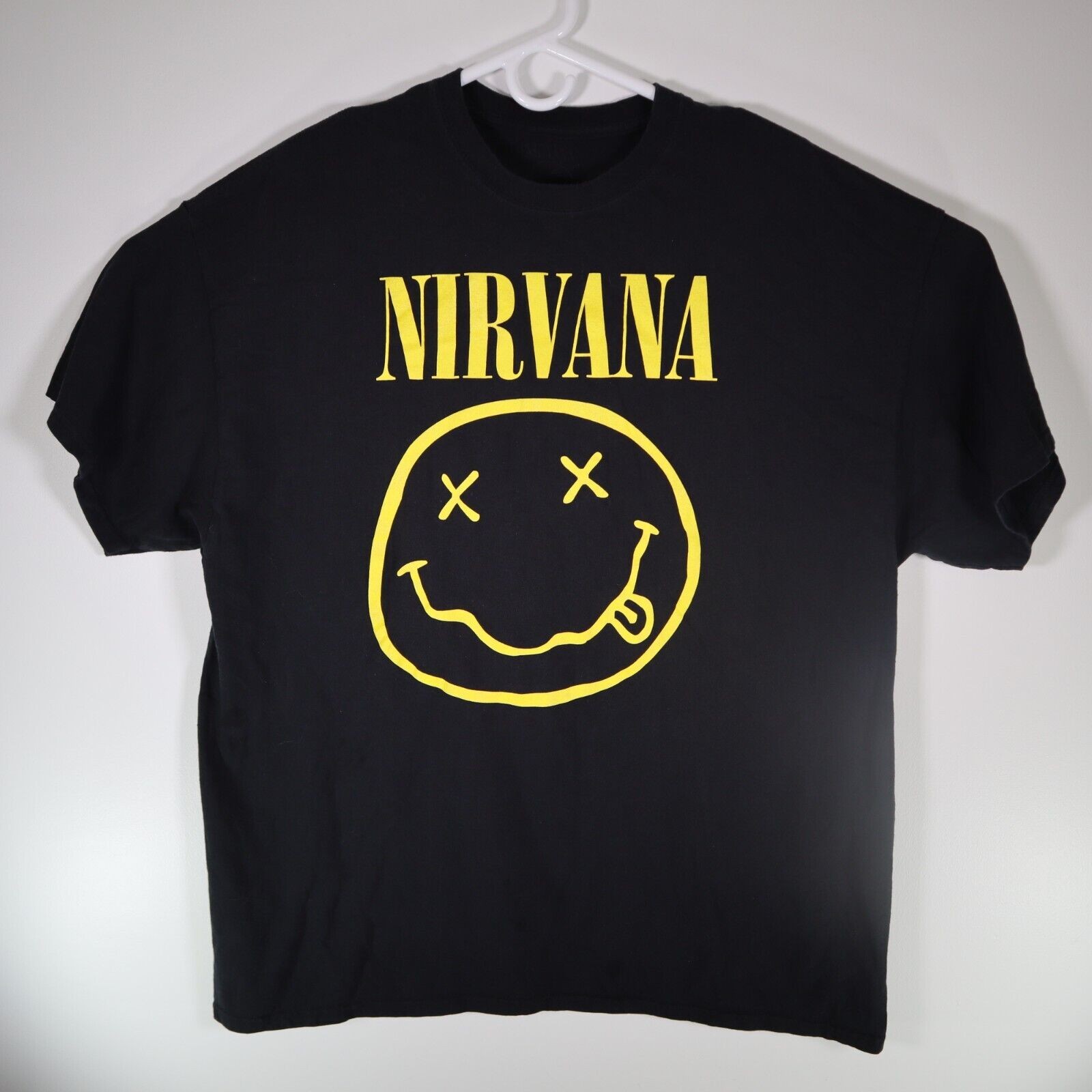 Nirvana Smiley Face Black Mens Short Sleeve Crew Neck Tee 2XL XXL