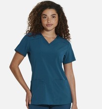 DICKIES EDS Essentials DK615 V-neck stretch women's scrub top- Large -Caribbean