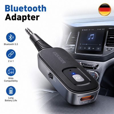 Audio Transmitter Bluetooth Adapter Bluetooth 5.3 3.5mm AUX TX RX Modus USB-C