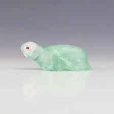 NATIVE AMERICAN ZUNI FLUORITE TURTLE FETISH BY LELAND BOONE & DAPHNE QUAM