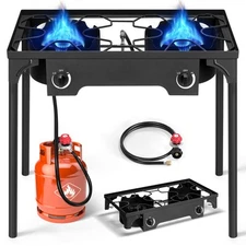 High Quality 150000 BTU Stove Propane 2 Burner Stove Portable Cooker BBQ Grill