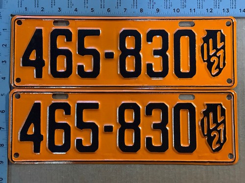 1927 Illinois license plate pair 465-830 YOM DMV HIGH QUALITY RESTORED 23865