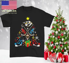 HOLIDAY Nashville Predators christmas Tree Hookey black T-shirt Unisex JJ6052