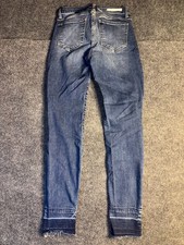 Cello Skinny Jeans Womens 1 Blue Denim Mid Rise Distressed Whiskered Stretch