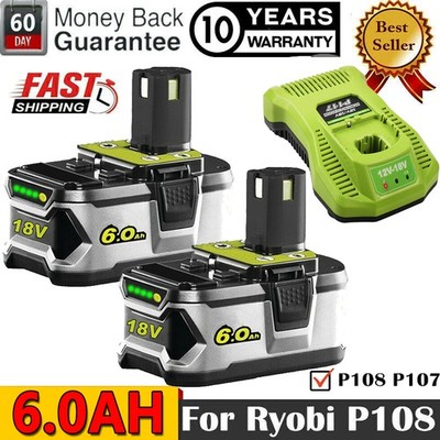 1丨6X For Ryobi P108 18V ONE Plus Battery丨Charger Lots LI-ION 6.0Ah High Capacity
