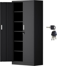 Metal Storage Cupboard with Locking Doors and 5 Adjustable Shelves, Lockable