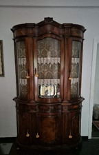 Cristalliera doppio corpo stile classico in radica/noce – vetrina vintage