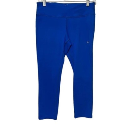 Nike Dri-FIT Womens Royal Blue Running Leggings Capri Cropped Zip Pocket Size M