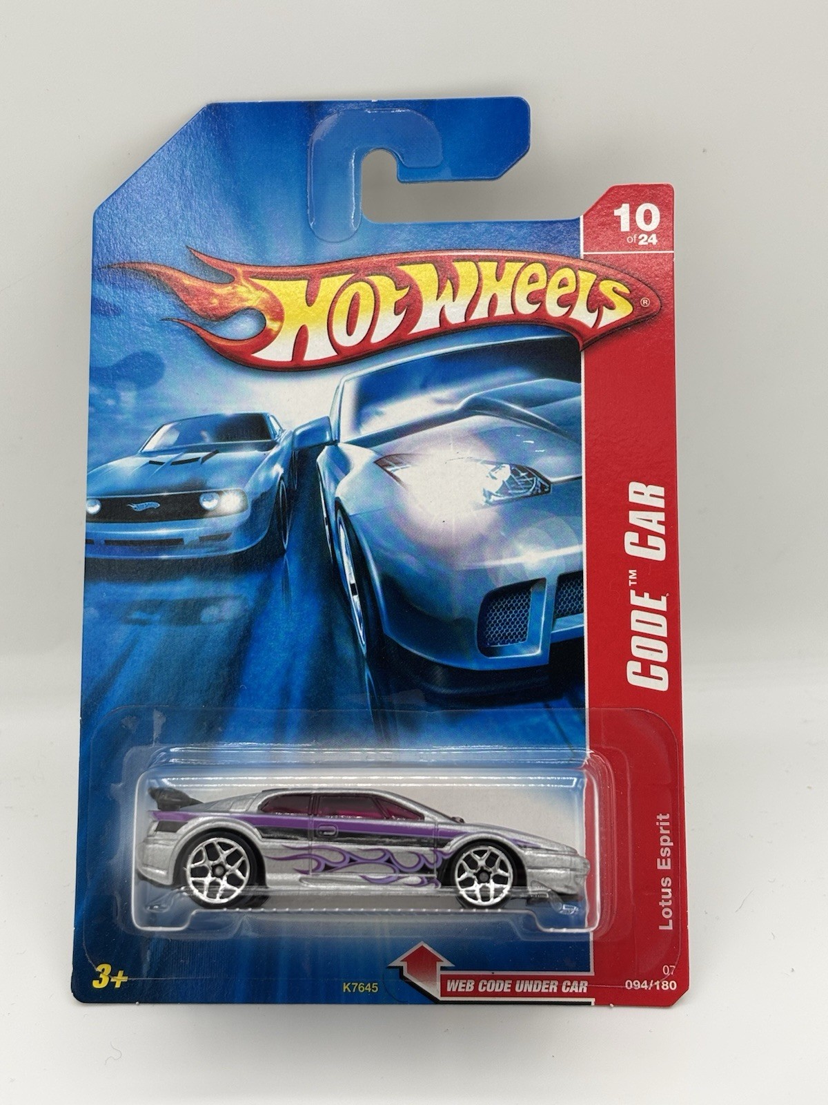 2007 Hot Wheels #94 Code Car 10/24 LOTUS ESPRIT Silver Variant w/Chrome 5Y Spoke