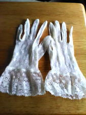 Women's Embroidered Lace Gloves for Wedding or Evening Wear, One Size