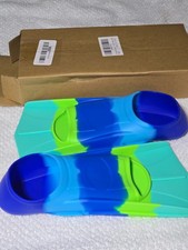 Kids Swim Fins 3XS Blue Green Silicone Short Training Flippers for Boys Girls