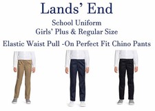 Lands' End Girls Iron Knee Elastic Waist Chino Pants- Choose Size Color NWOT