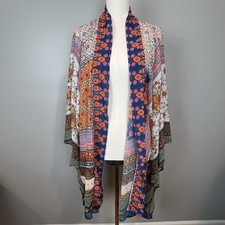 Anthropologie Kimono One Size Floral Patchwork Lightweight Semi Sheer