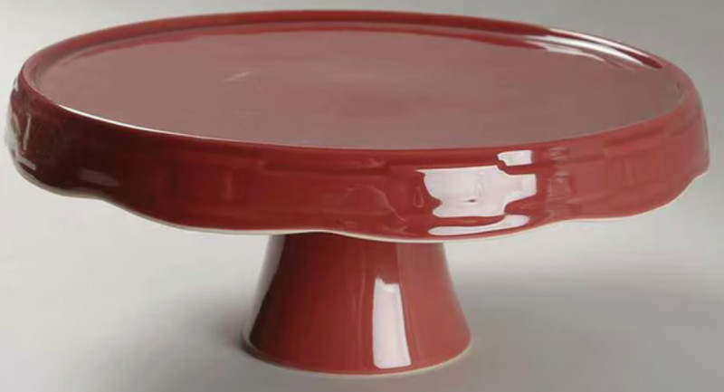 LONGABERGER Pottery PLATE  PEDESTAL CAKE STAND, Paprika, Woven Traditions 11"x5"