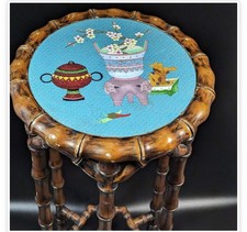 Table d'appoint chinoise en bois cloisonné courbé bambou