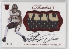 2017 Panini Flawless Collegiate Rookie Ruby 4/20 Corey Davis Patch Auto 02pb