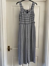 Ladies navy blue & white striped jumpsuit - size 10 - 20" inside leg - from Tu