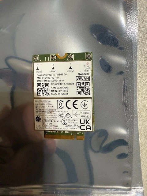 Dell OEM Qualcomm Snapdragon X62 Mobile Broadband Wi-Fi Card DW5821E Rugged 5430