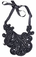 Stoffcollier 20Er Jahre Halskette Kunstperlen Schwarz Kette Modeschmuck Retro