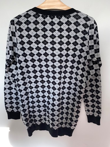 Cardigan coton motif Argyle gris et noir diamant Agnes B taille M - Photo 4/4