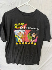 Dragon Ball GT Goku Shenron Black T-Shirt Japanese Logo Graphic Tee XL
