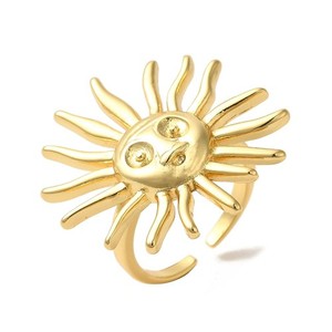 Authentic Cuff Ring 18K Gold Plated Adjustable Sun R181