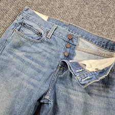 Hollister Boot Jeans Mens 30x30 Light Wash Blue Bootcut Denim Button Fly FLAW