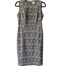 Calvin Klein Womens Black Sleeveless Sheath Dress Midi Quiet Luxury Chic Classic