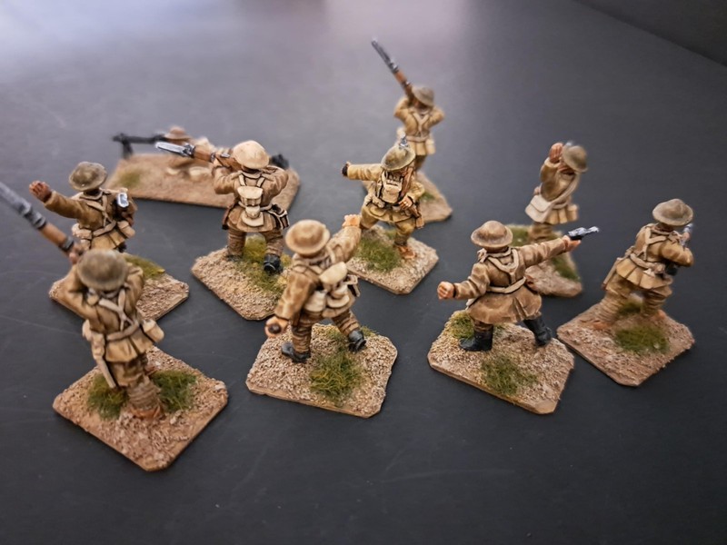 10 Painted WW1 28mm Metal British / UK infantry squad (3)- Old Glory Miniatures