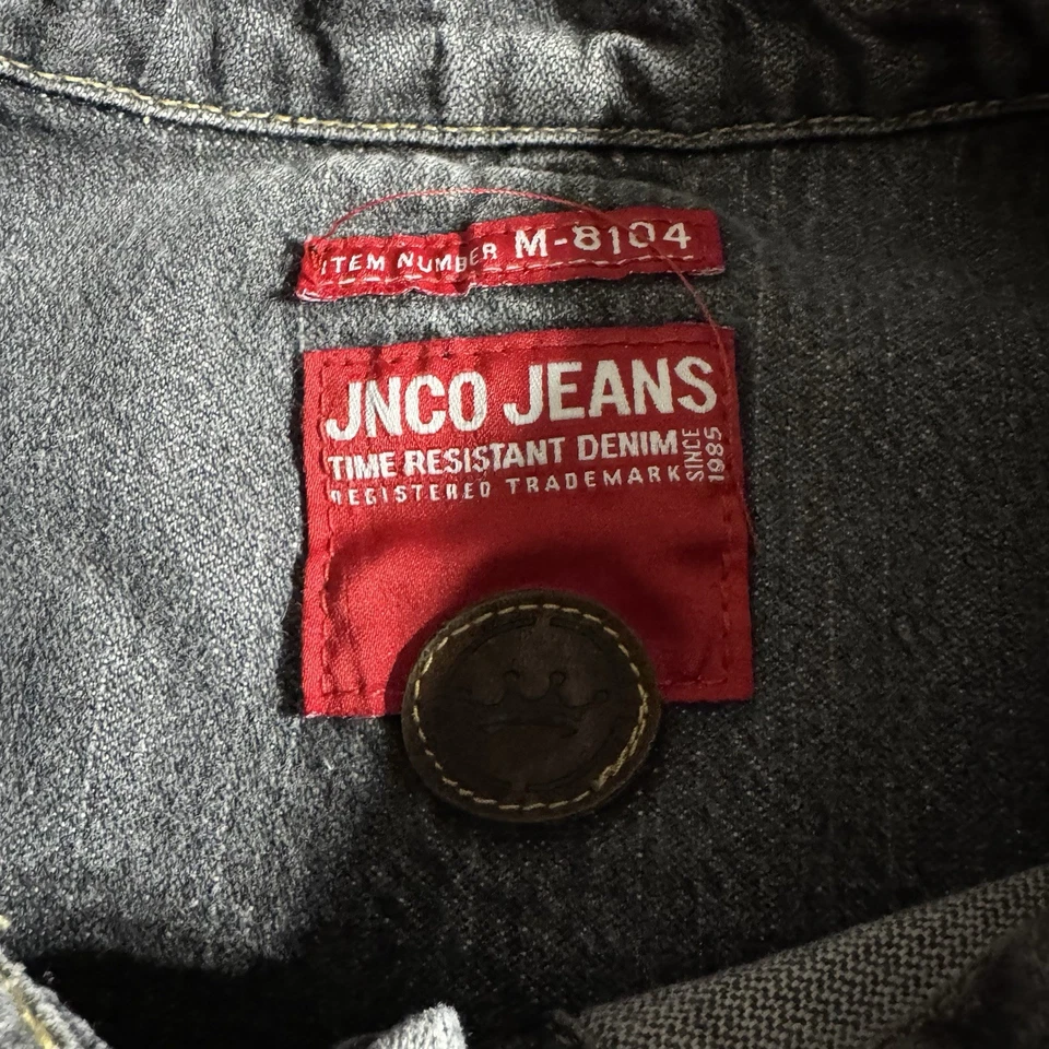 Chaqueta de mezclilla holgada vintage años 90 Y2K JNCO bordada LA para hombre talla XL Foto 4 de 4