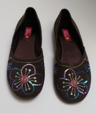 NEW Womens ASHLYN BROWN Brown Beaded Flats Sh...