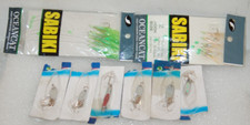 SALTWATER JIG LOT 5 SMALL SILVER JIGS W TREBLE HOOKS 2 NIP SABIKI RIGS OCEANCAT
