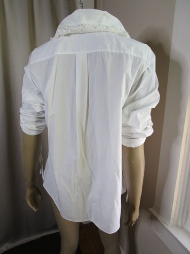Pierrot Costume Asymmetrical Ruffle Collar Blouse Top Drawstring Theater Clown - Picture 5 of 5