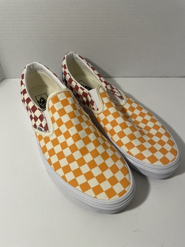 red blue and yellow slip on vans