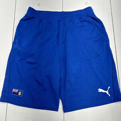 Puma Blue Casual Cotton Blend Basketball Sweat Shorts With Pockets Men s Size L