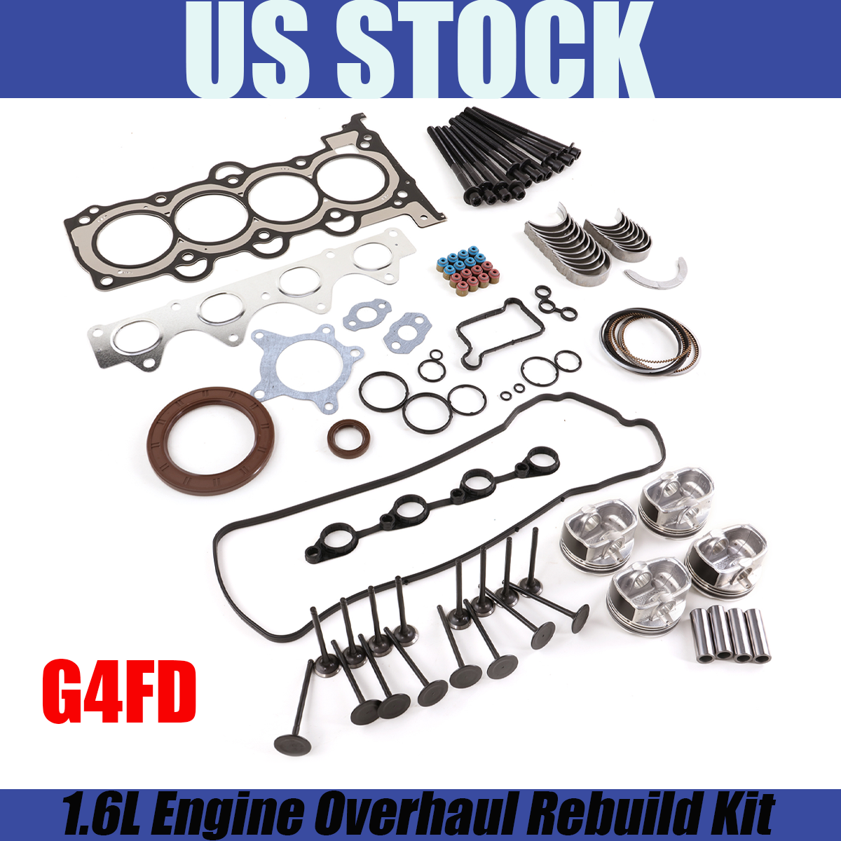 Hyundai Kia Accent Rio 1.6L DOHC G4FD Engine Rebuild Kit 2012-2016