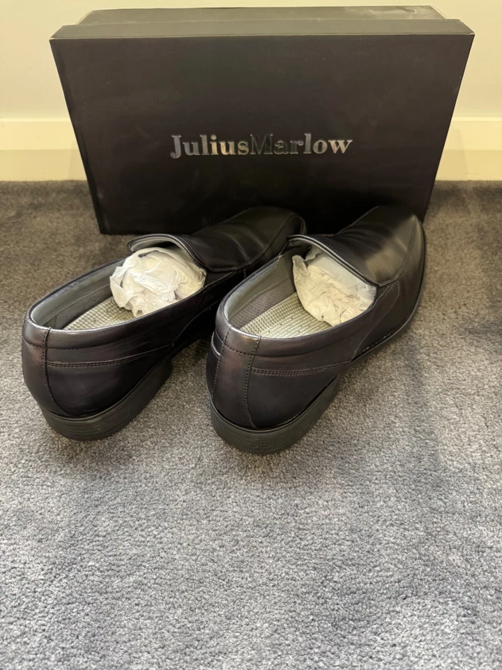 JULIUS MARLOW ENMASCARADO NEGRO SIN CORDONES VESTIDO FORMAL ZAPATO DE TRABAJO - TALLA 10 PARA HOMBRE - NUEVO EN CAJA Foto 3 de 4