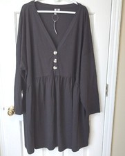 New! ASOS Women's Black v Neck Tiered Cotton Dress Casual Everyday Plus Size 26