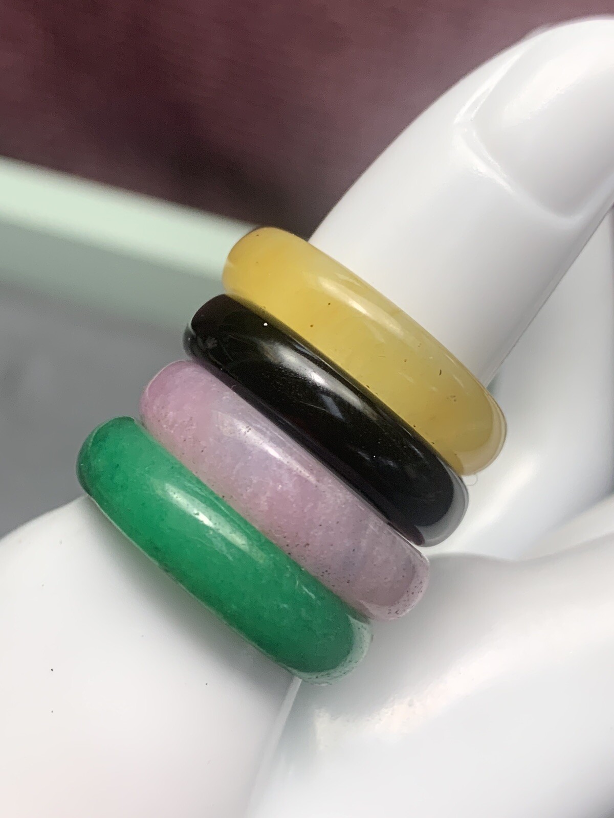 Vintage 4 Pieces Solid Assorted Stone  Stacking R… - image 6