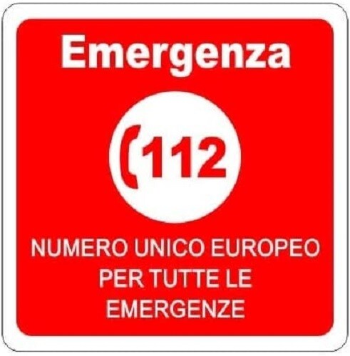 CARTELLO SEGNALETICO QUADRATO - Numero unico europeo per tutte le emergenze 112 - Foto 1 di 3