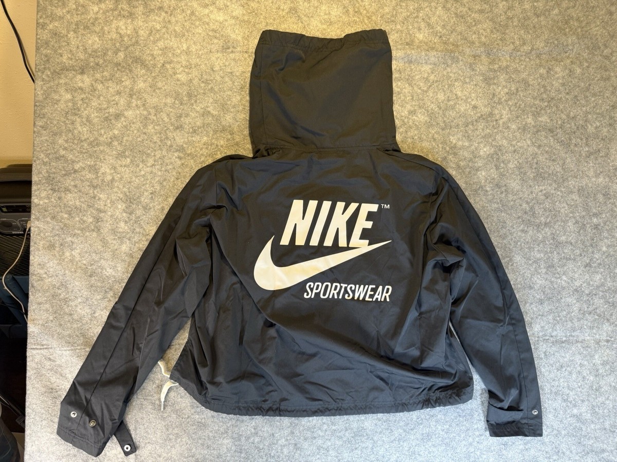 Nike Pullover Archive Jacket Womens Sz M Black Funnel Neck
